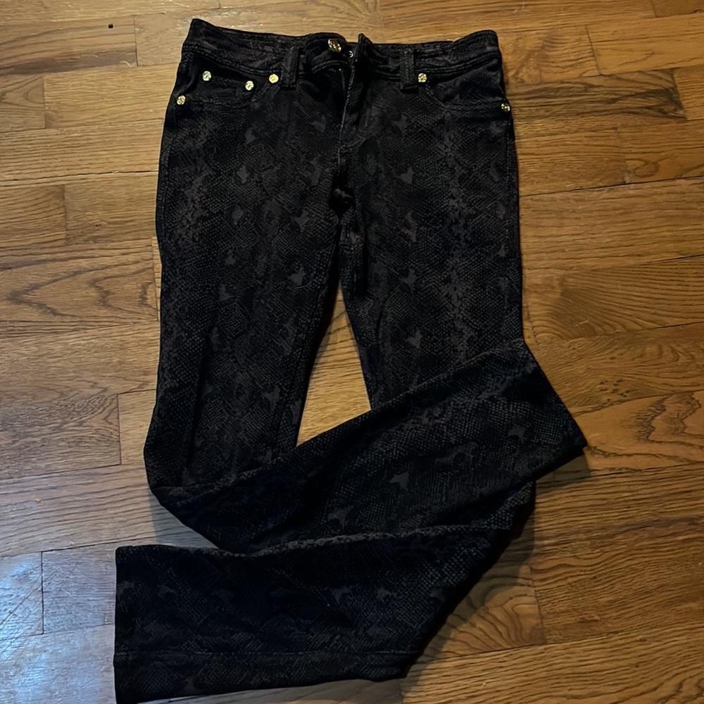Ladies Coogi Reptile Snake Skin Black stretch Pants Jeans size 30/31
